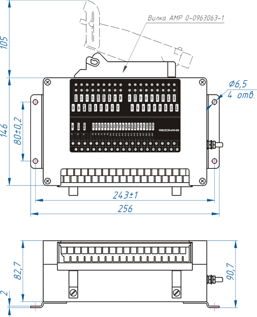 Габаритные и присоединительные размеры контроллера СБУК СМ6